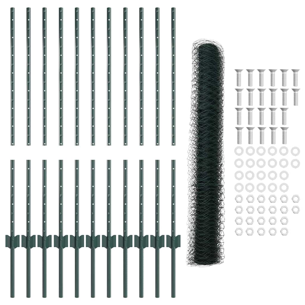 Heksagonalna ograda s stubom 25 x 1 m Čelik premazan PVC-om
