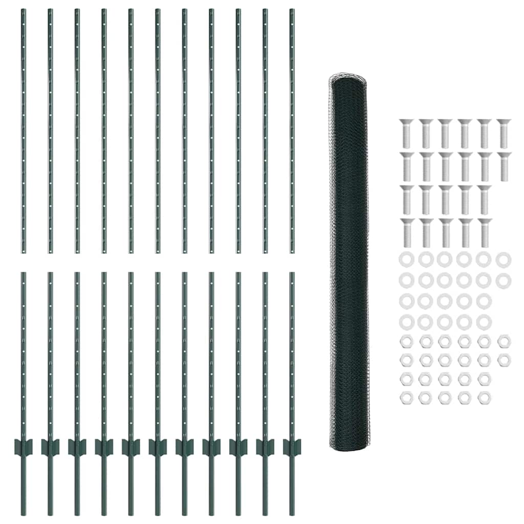 Heksagonalna ograda s stubom 25 x 1,5 m Čelik premazan PVC-om
