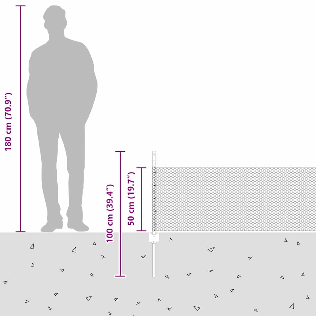 Zavarena žičana ograda 50 x 0,5 m (Š x V) Čelik premazan PVC-om