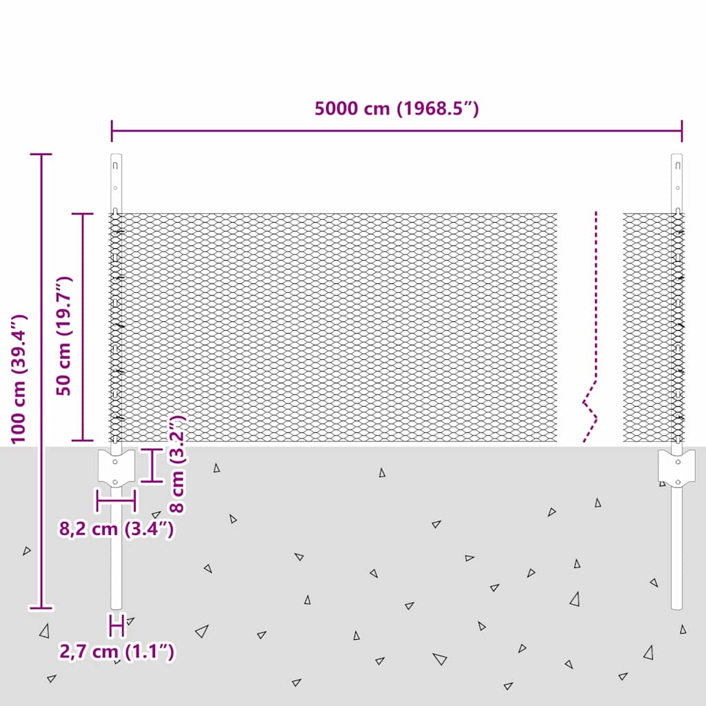 Zavarena žičana ograda 50 x 0,5 m (Š x V) Čelik premazan PVC-om