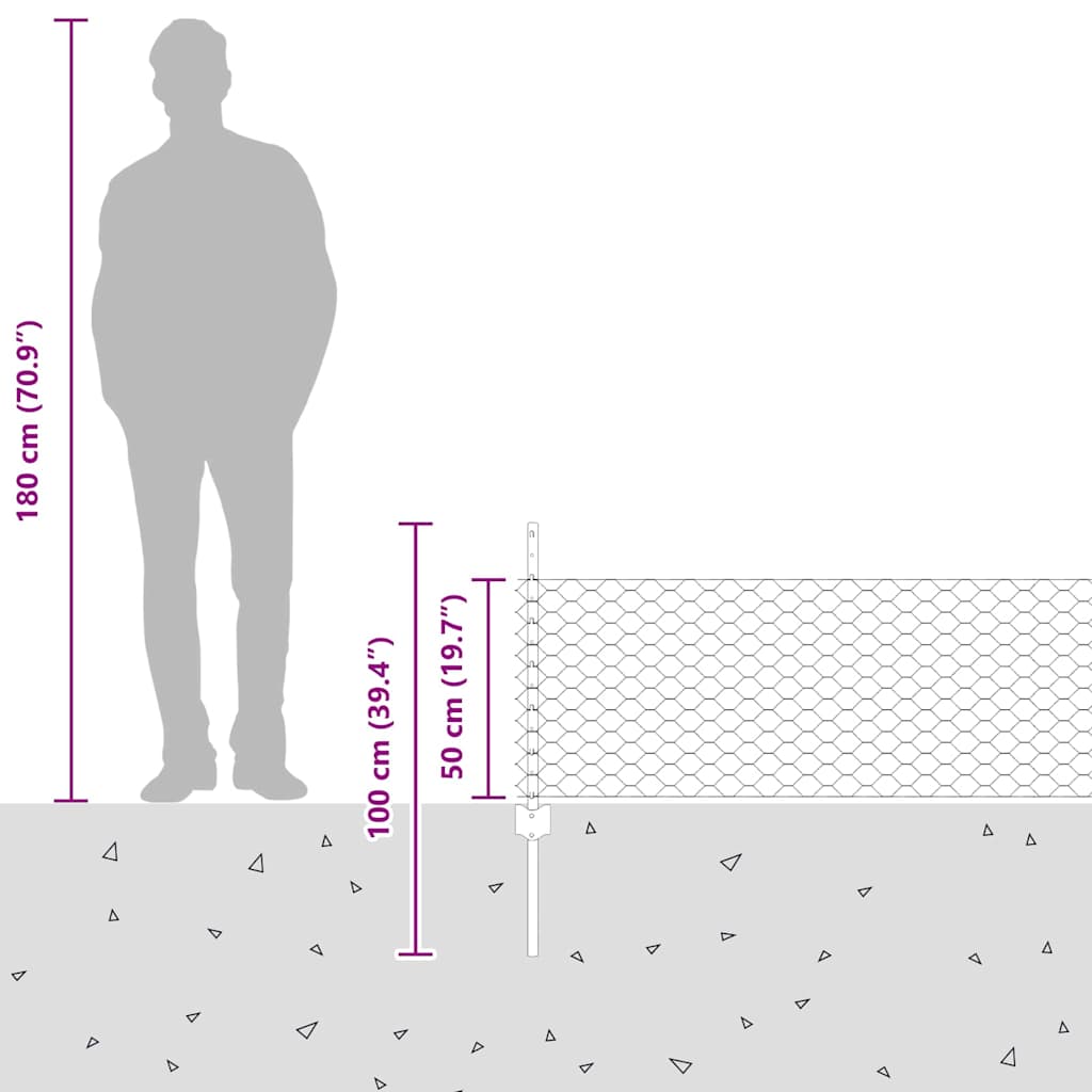 Zavarena žičana ograda 50 x 0,5 m (Š x V) Čelik premazan PVC-om