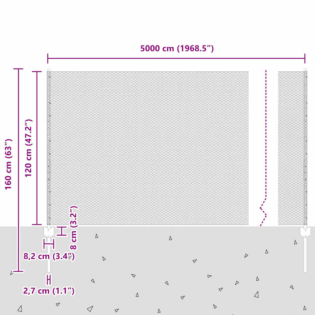Heksagonalna ograda s stubom 50 x 1,2 m Čelik premazan PVC-om