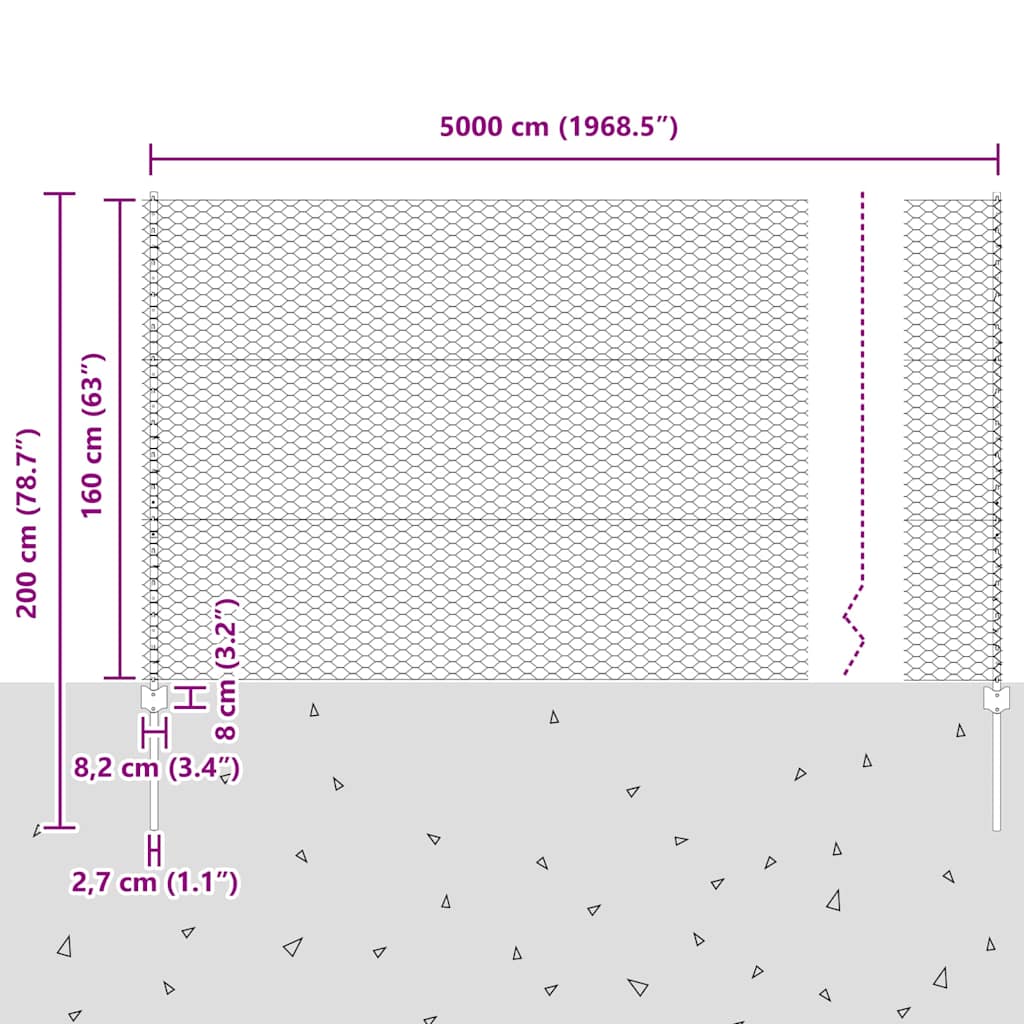 Zavarena žičana ograda 50 x 1,6 m (Š x V) Čelik premazan PVC-om