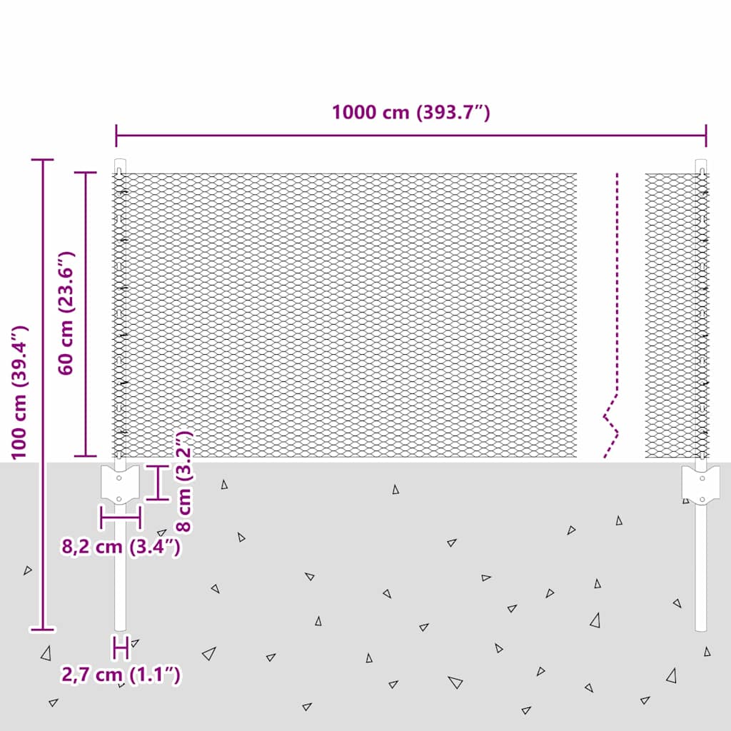 Zavarena žičana ograda 10 x 0,6 m (Š x V) Čelik premazan PVC-om