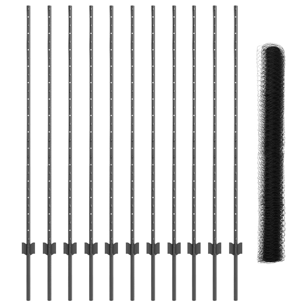 Heksagonalna ograda s stubom 25 x 1,4 m Čelik premazan PVC-om