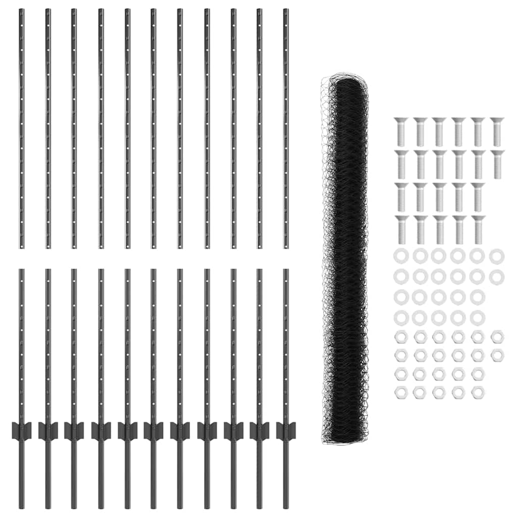 Heksagonalna ograda s stubom 25 x 1,4 m Čelik premazan PVC-om