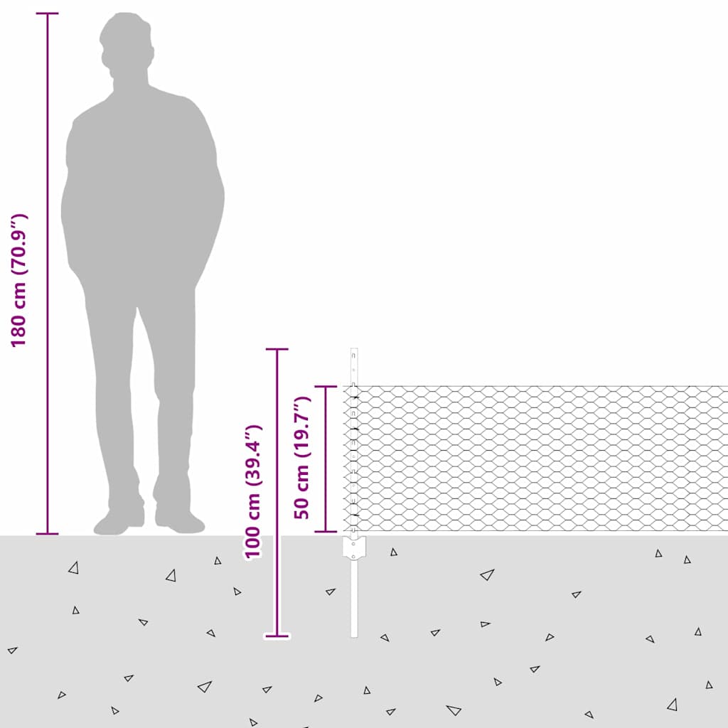 Zavarena žičana ograda 50 x 0,5 m (Š x V) Čelik premazan PVC-om