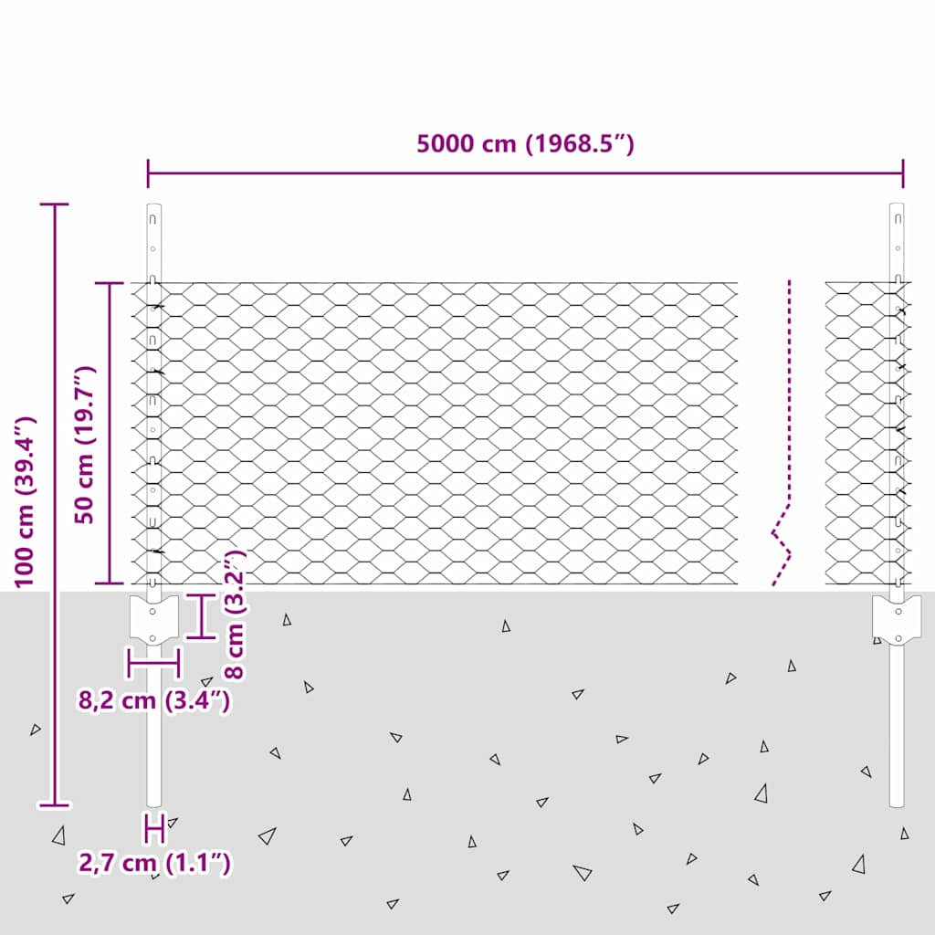 Zavarena žičana ograda 50 x 0,5 m (Š x V) Čelik premazan PVC-om