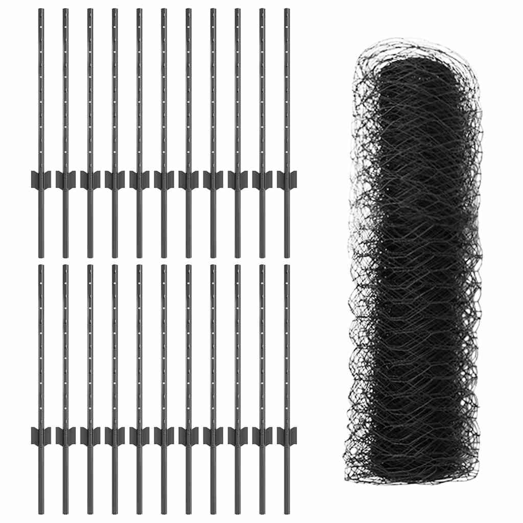 Heksagonalna ograda s stubom 50 x 0,6 m Čelik premazan PVC-om
