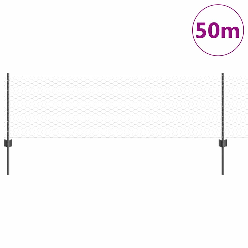 Heksagonalna ograda s stubom 50 x 0,6 m Čelik premazan PVC-om