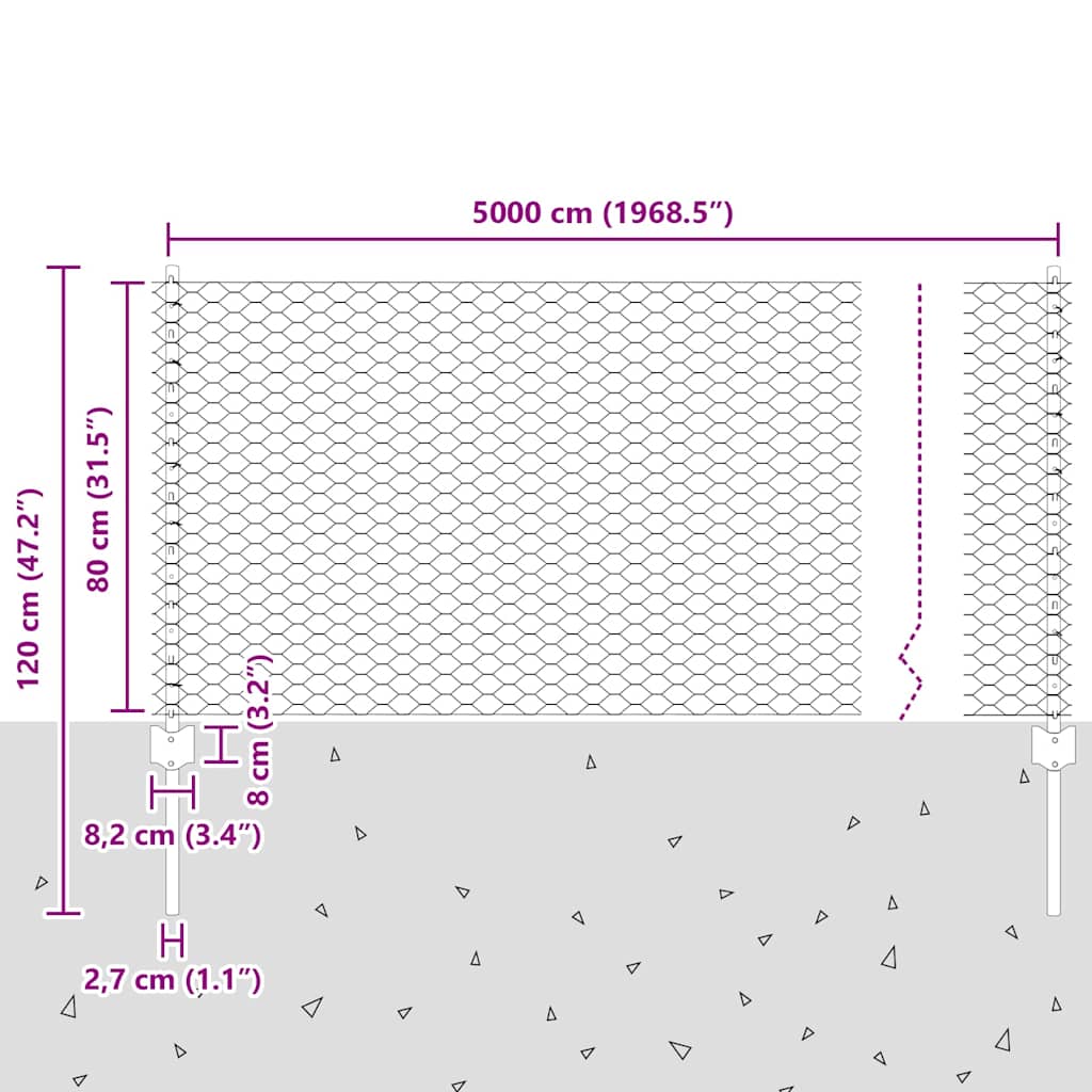 Zavarena žičana ograda 50 x 0,8 m (Š x V) Čelik premazan PVC-om