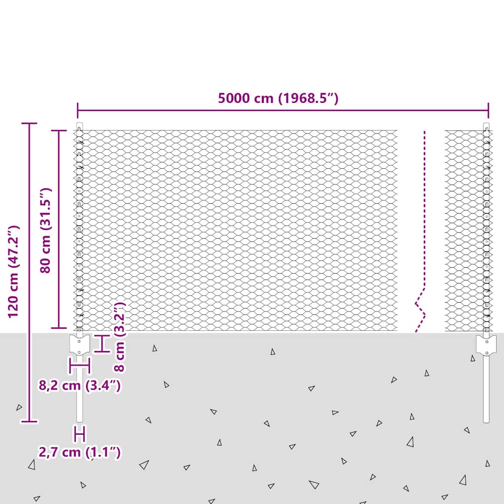 Zavarena žičana ograda 50 x 0,8 m (Š x V) Čelik premazan PVC-om