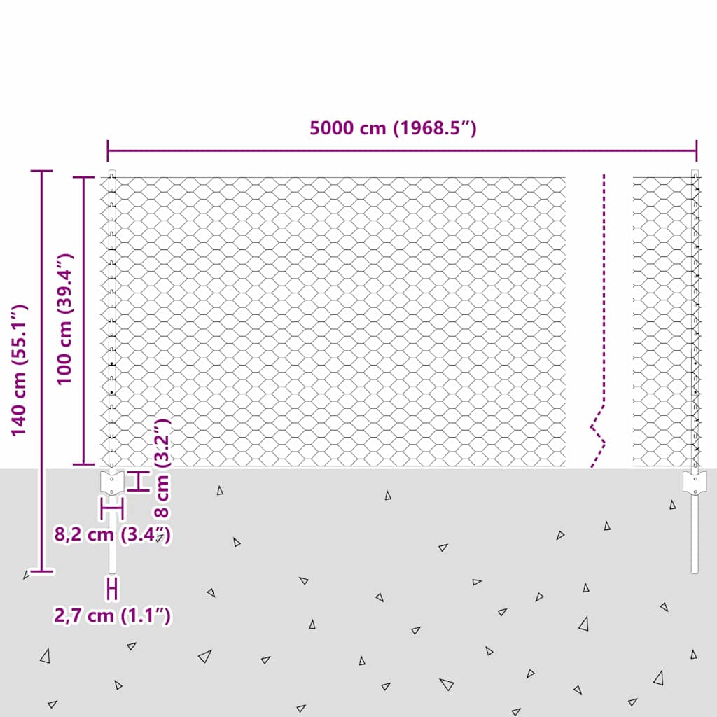 Zavarena žičana ograda 50 x 1 m (Š x V) Čelik premazan PVC-om