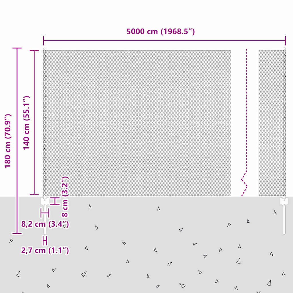 Heksagonalna ograda s stubom 50 x 1,4 m Čelik premazan PVC-om