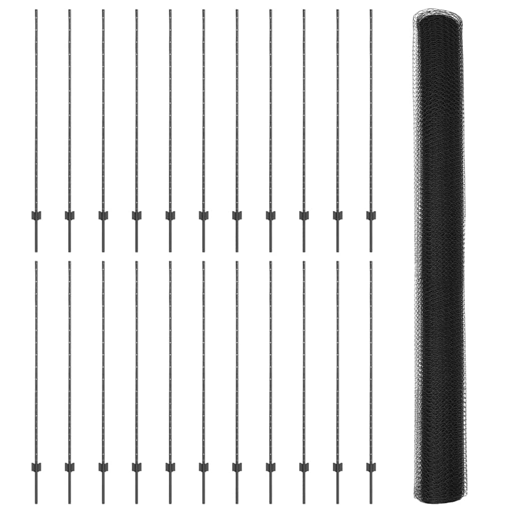 Heksagonalna ograda s stubom 50 x 1,5 m Čelik premazan PVC-om