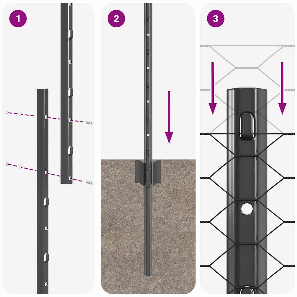 Heksagonalna ograda s stubom 50 x 1,5 m Čelik premazan PVC-om