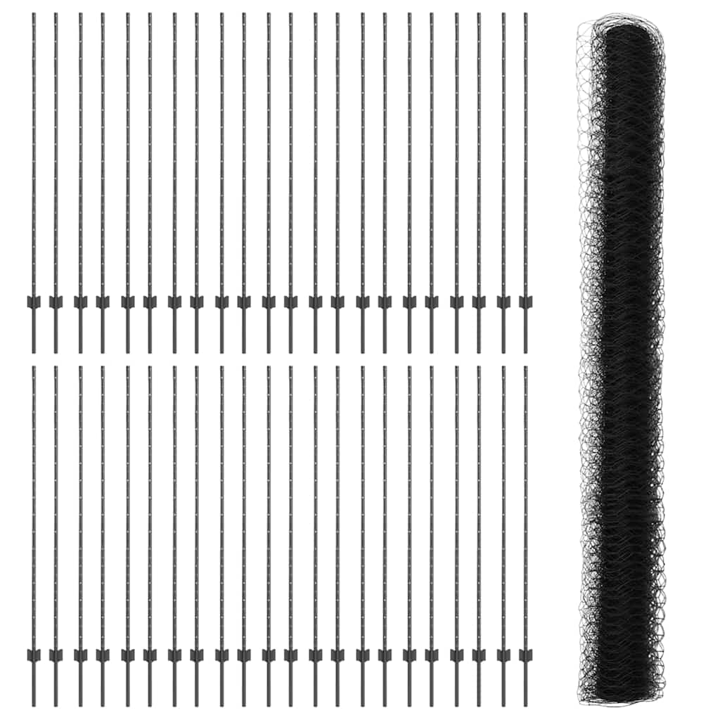 Heksagonalna ograda s stubom 100 x 1,5 m Čelik premazan PVC-om