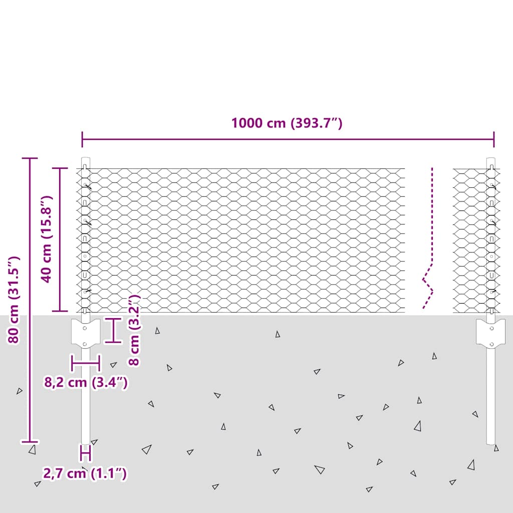 Zavarena žičana ograda 10 x 0,4 m (Š x V) Vruće pocinčani čelik