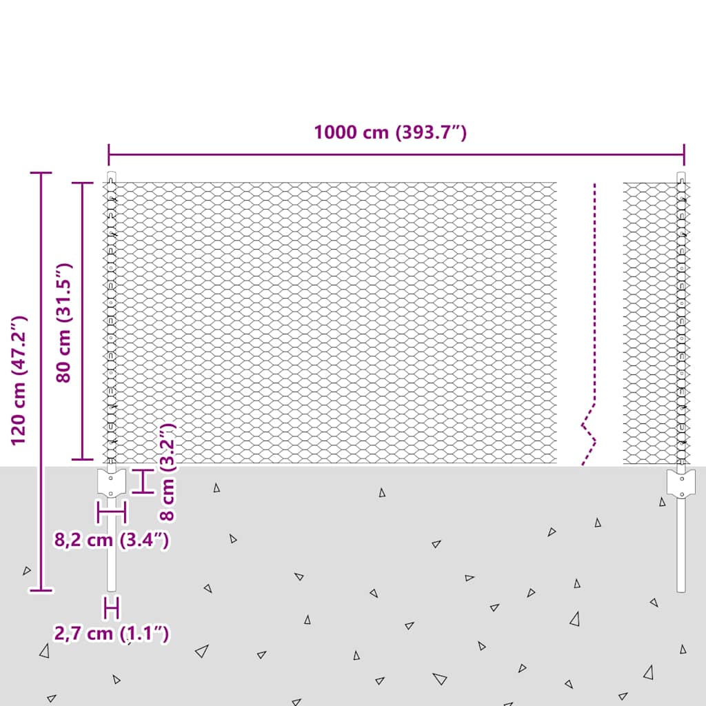 Zavarena žičana ograda 10 x 0,8 m (Š x V) Vruće pocinčani čelik