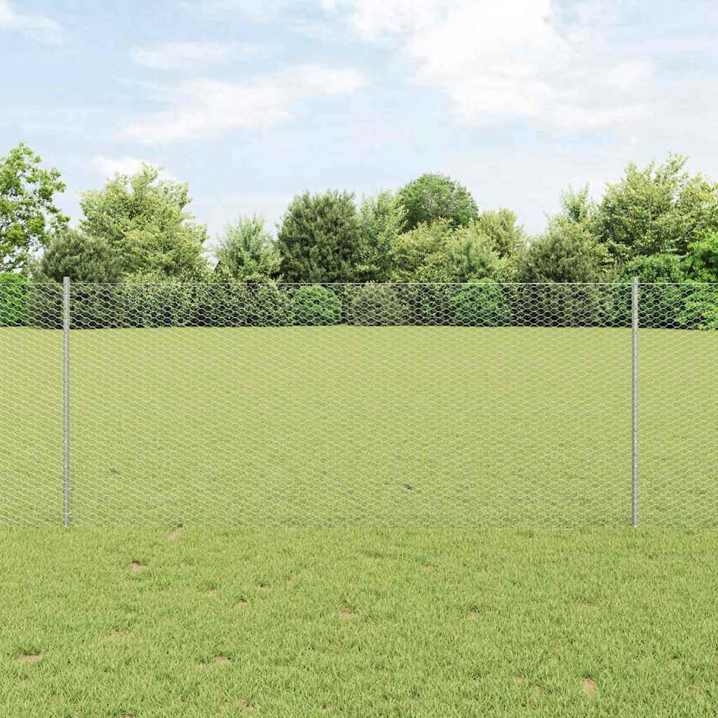 Heksagonalna ograda s stubom 10 x 1 m Pocinčani čelik Srebrna