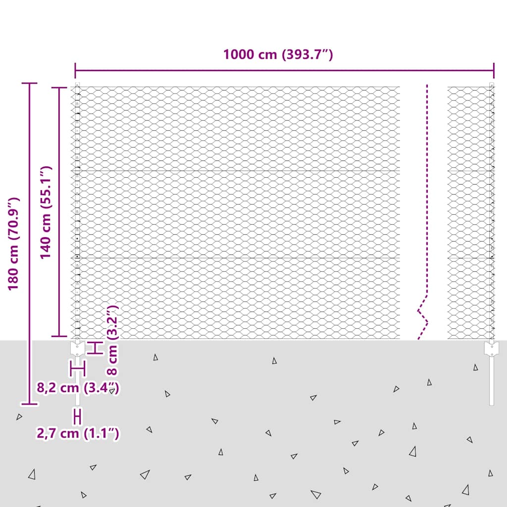 Zavarena žičana ograda 10 x 1,4 m (Š x V) Vruće pocinčani čelik