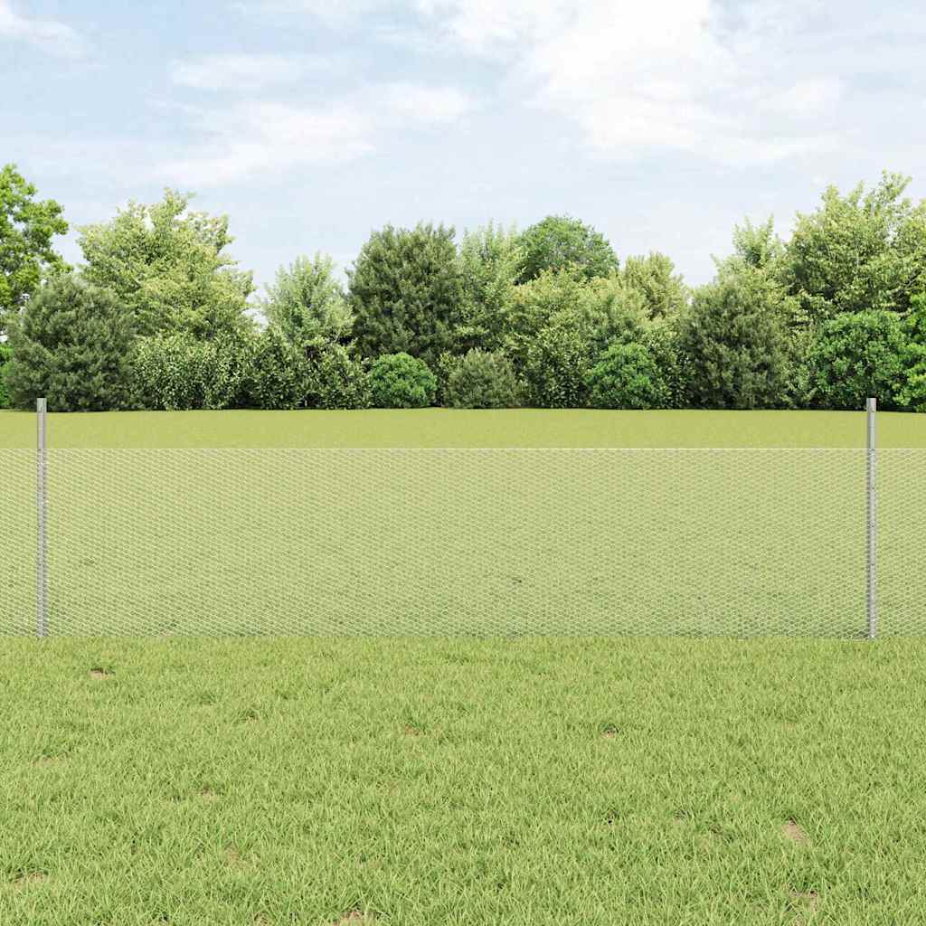 Heksagonalna ograda s stubom 25 x 0,5 m Pocinčani čelik Srebrna