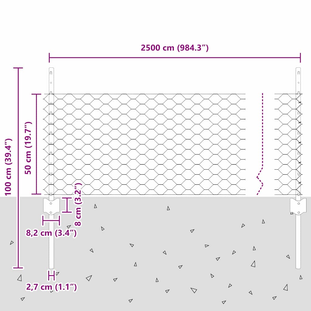 Zavarena žičana ograda 25 x 0,5 m (Š x V) Vruće pocinčani čelik