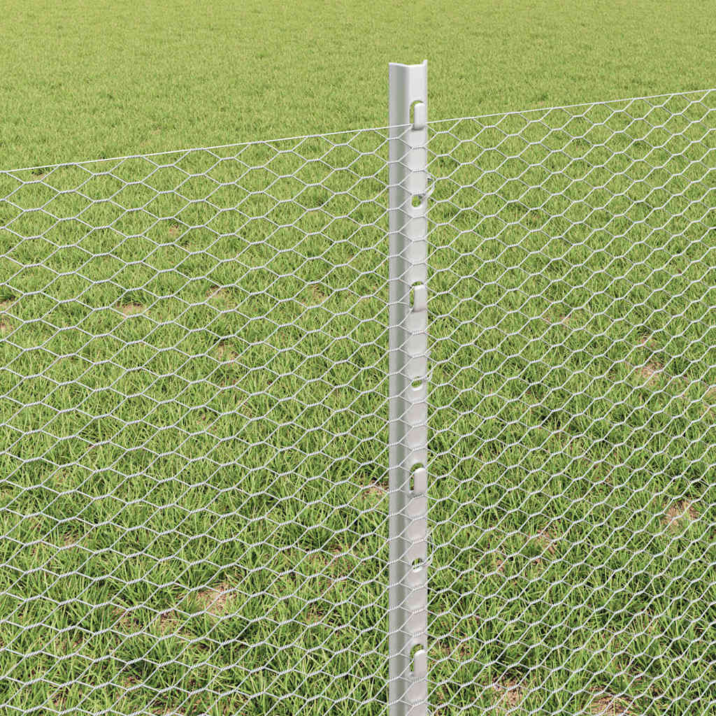 Heksagonalna ograda s stubom 50 x 0,6 m Pocinčani čelik Srebrna