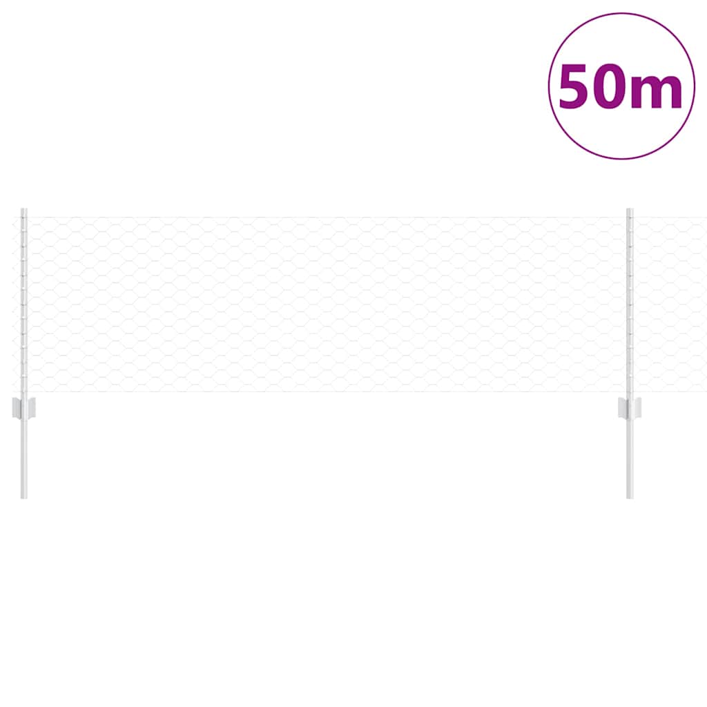 Heksagonalna ograda s stubom 50 x 0,6 m Pocinčani čelik Srebrna