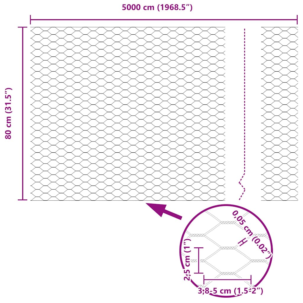 Zavarena žičana ograda 50 x 0,8 m (Š x V) Vruće pocinčani čelik