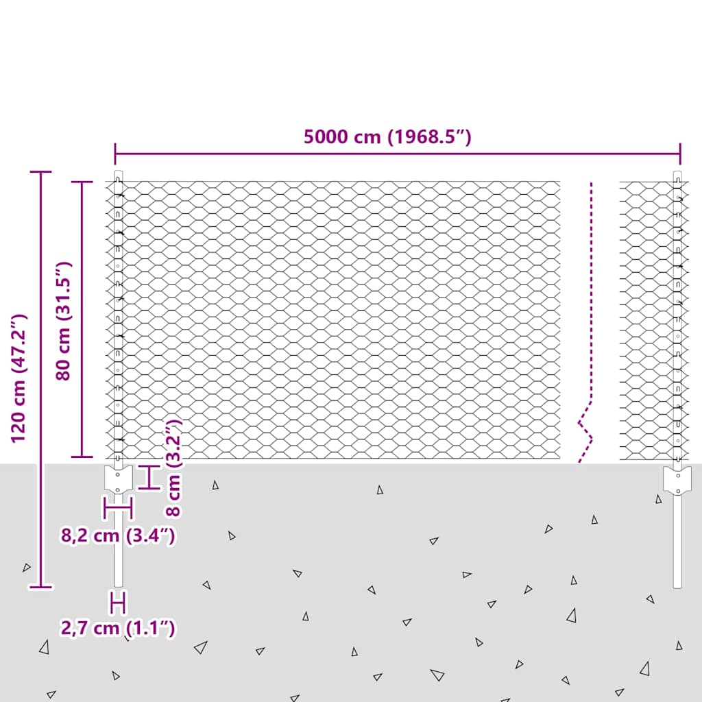 Zavarena žičana ograda 50 x 0,8 m (Š x V) Vruće pocinčani čelik