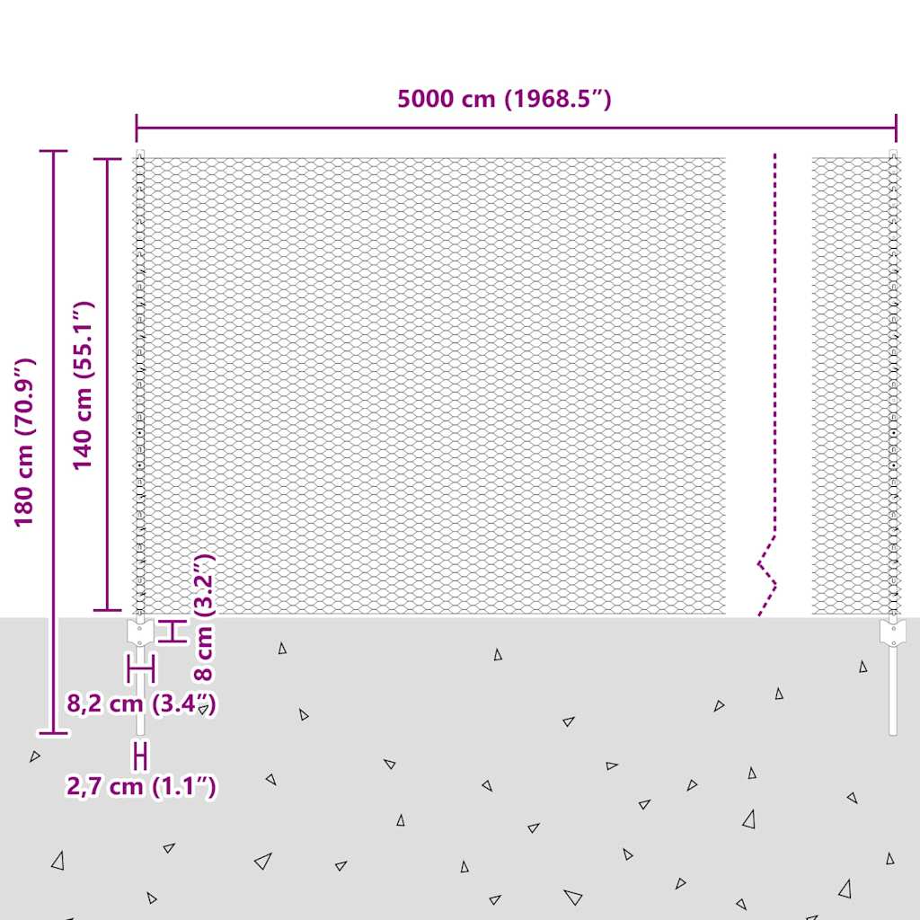 Zavarena žičana ograda 50 x 1,4 m (Š x V) Vruće pocinčani čelik
