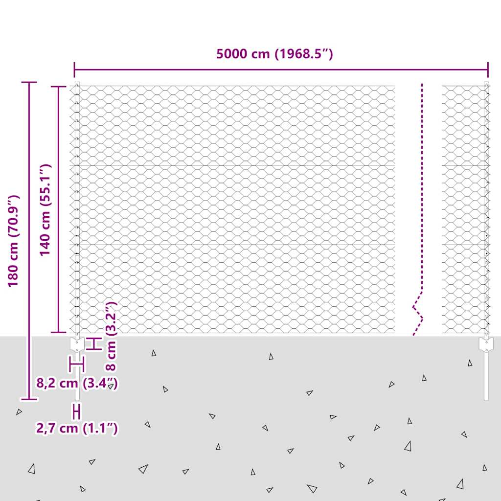 Zavarena žičana ograda 50 x 1,4 m (Š x V) Vruće pocinčani čelik
