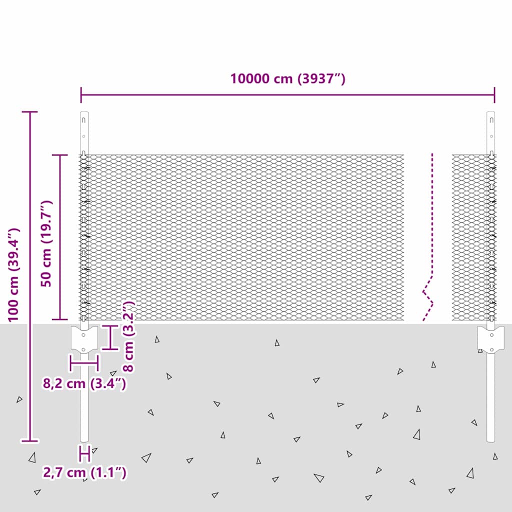 Heksagonalna ograda s stubom 100 x 0,5 m Pocinčani čelik Mreža