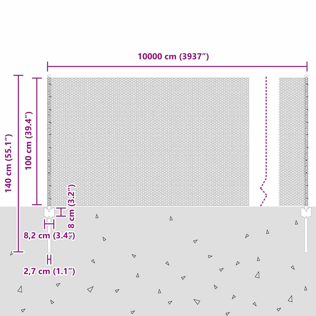 Heksagonalna ograda s stubom 100 x 1 m Pocinčani čelik Srebrna