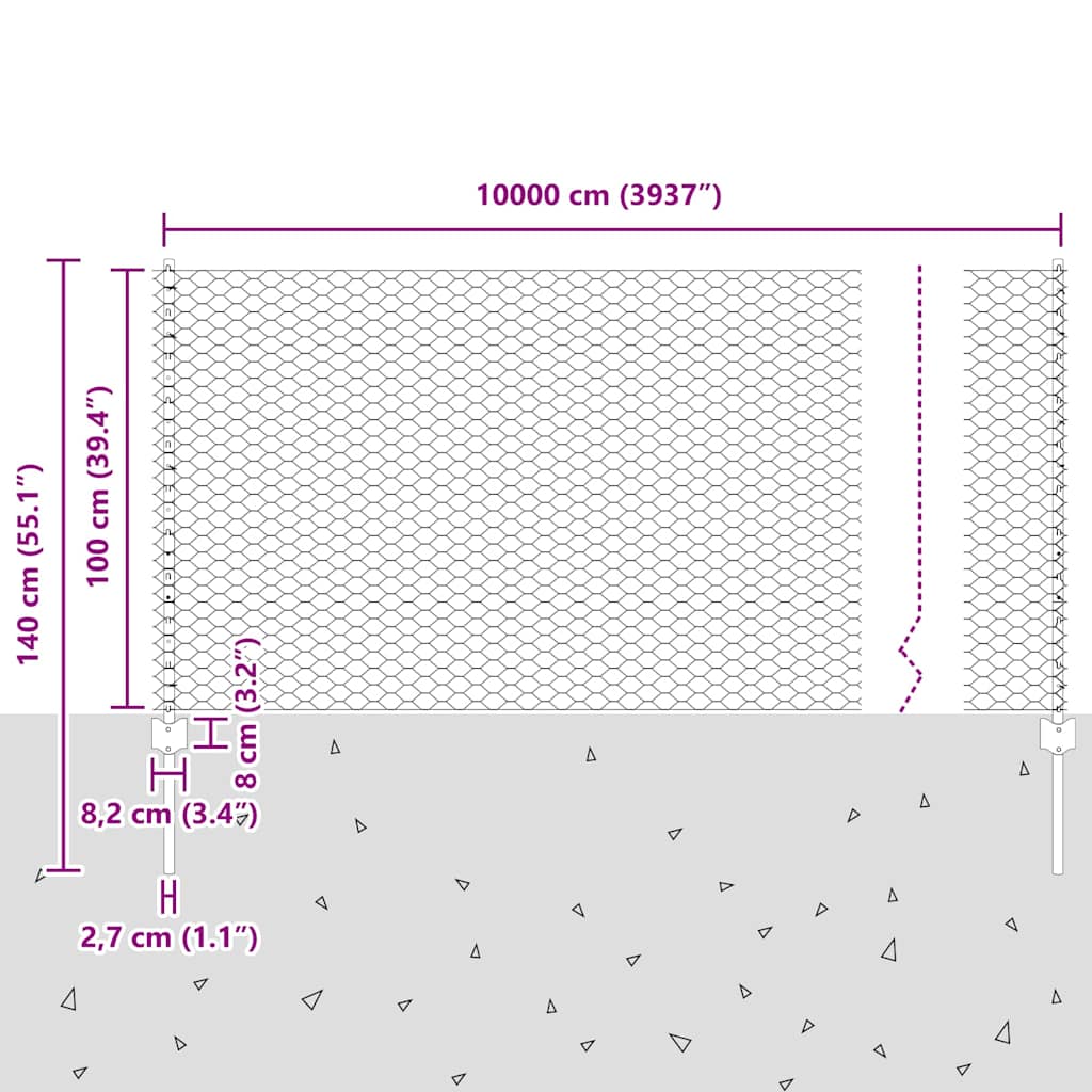 Zavarena žičana ograda 100 x 1 m (Š x V) Vruće pocinčani čelik