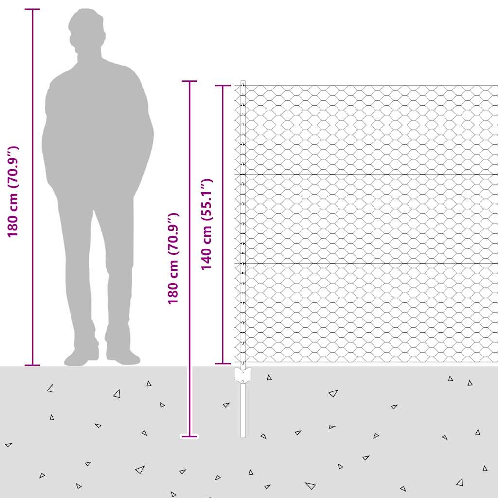 Heksagonalna ograda s stubom 100 x 1,4 m Pocinčani čelik Mreža