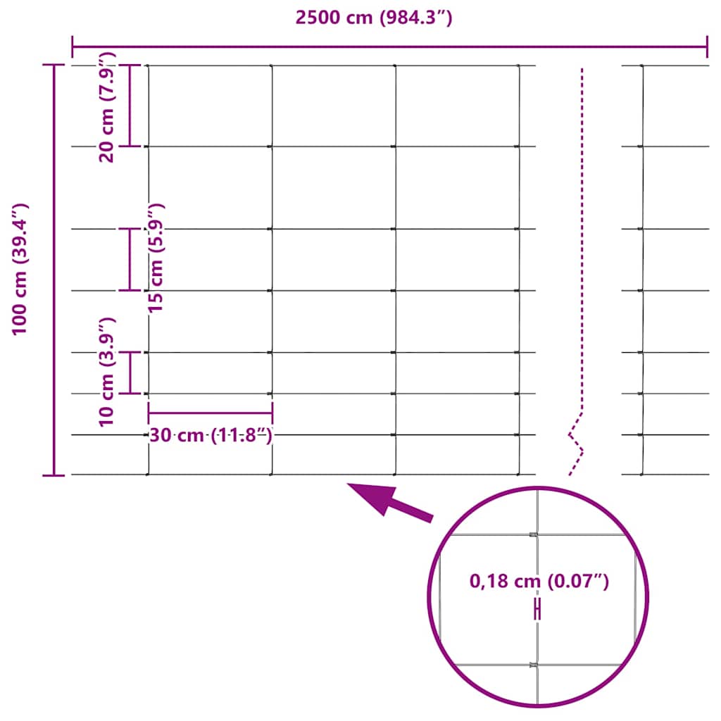 Divlja Ograde s Stupovima 25 x 1 m (Š x V)