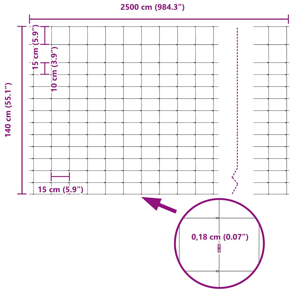 Divlja Ograde s Stupovima 25 x 1,4 m (Š x V)