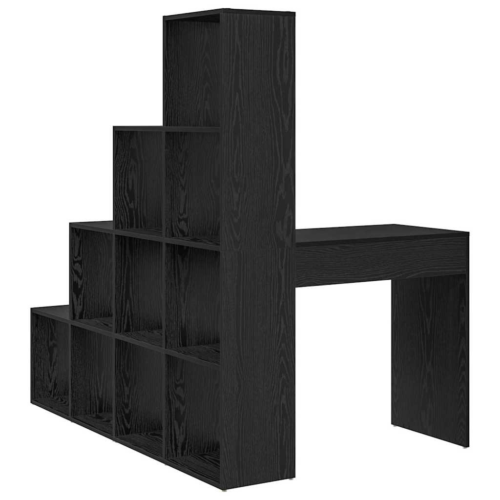 Kutni stol s policom Crni hrast 101,5 x 149,5 x 149,5 cm