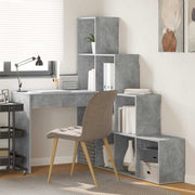 Kutni stol s policom Betonski sivi 101,5 x 149,5 x 149,5 cm