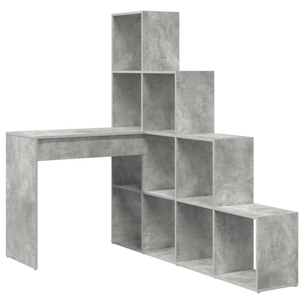 Kutni stol s policom Betonski sivi 101,5 x 149,5 x 149,5 cm