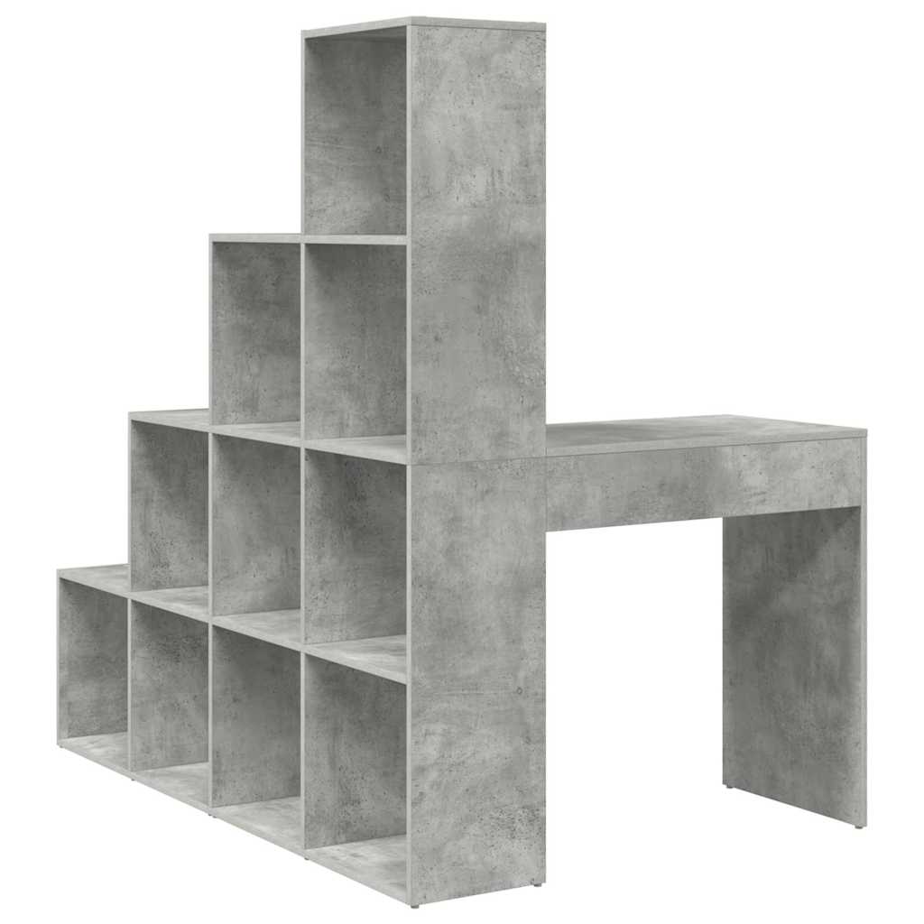 Kutni stol s policom Betonski sivi 101,5 x 149,5 x 149,5 cm