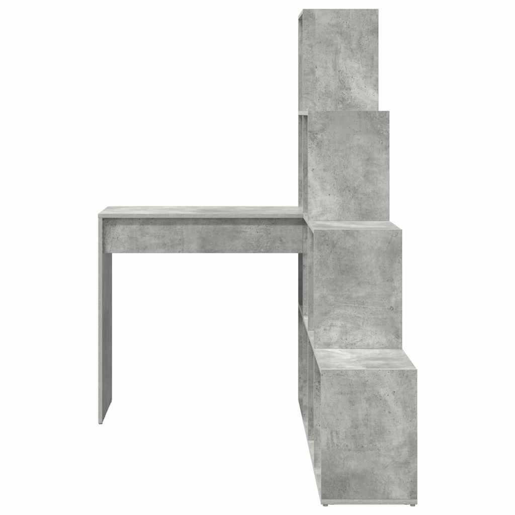 Kutni stol s policom Betonski sivi 101,5 x 149,5 x 149,5 cm