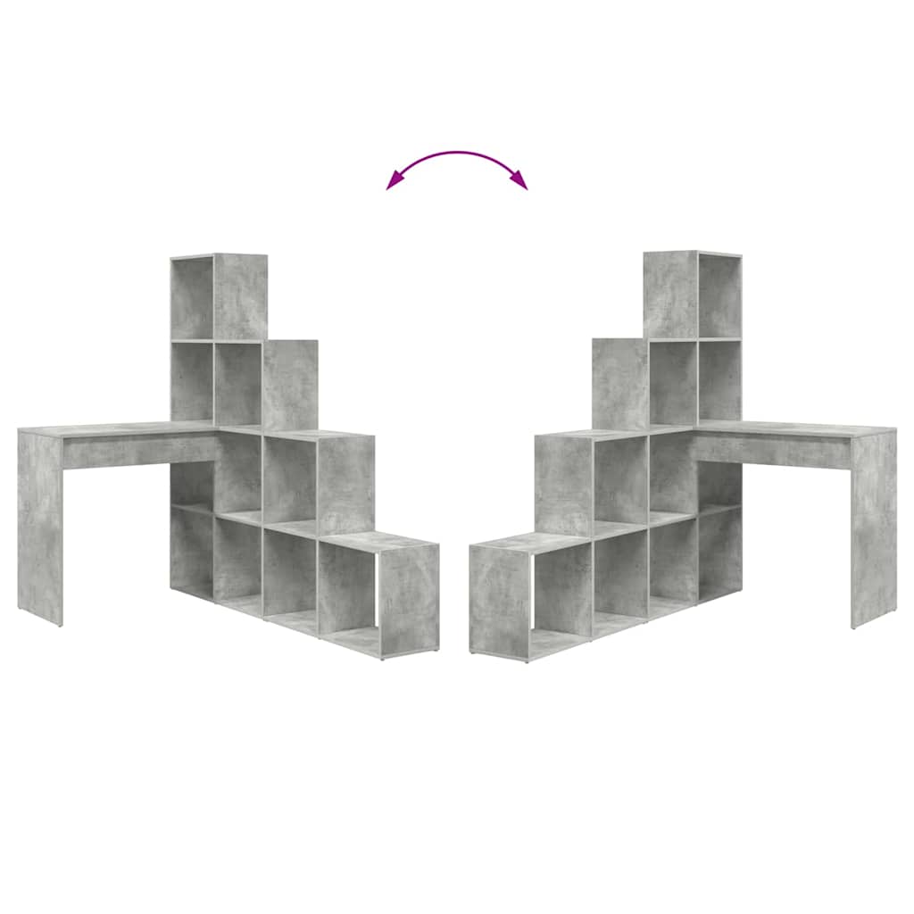 Kutni stol s policom Betonski sivi 101,5 x 149,5 x 149,5 cm