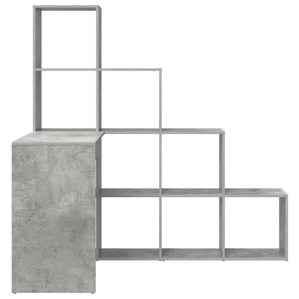 Kutni stol s policom Betonski sivi 101,5 x 149,5 x 149,5 cm