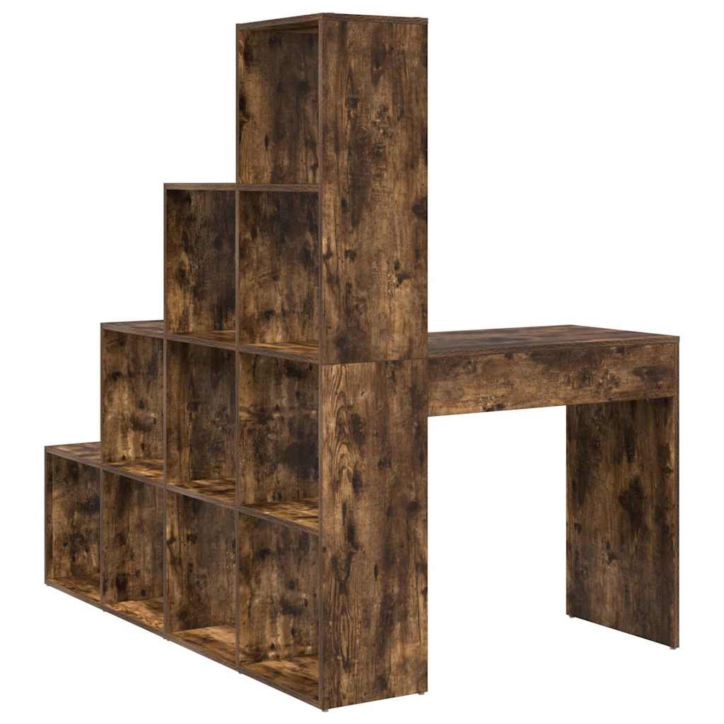 Kutni stol s policom Dimljeni hrast 101,5 x 149,5 x 149,5 cm