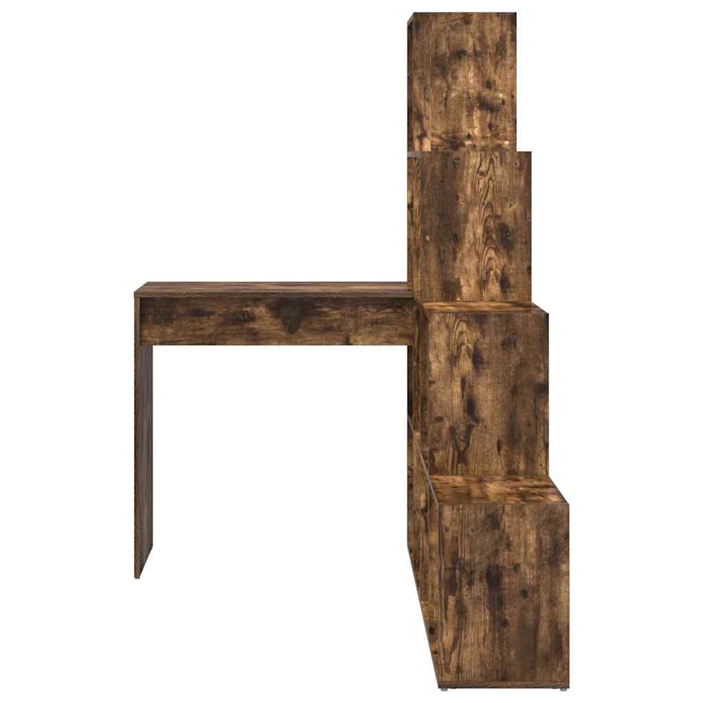 Kutni stol s policom Dimljeni hrast 101,5 x 149,5 x 149,5 cm