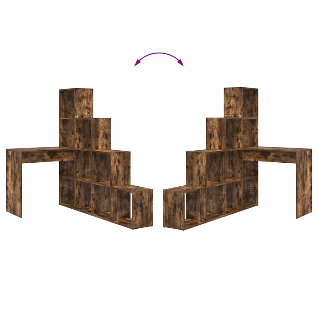 Kutni stol s policom Dimljeni hrast 101,5 x 149,5 x 149,5 cm