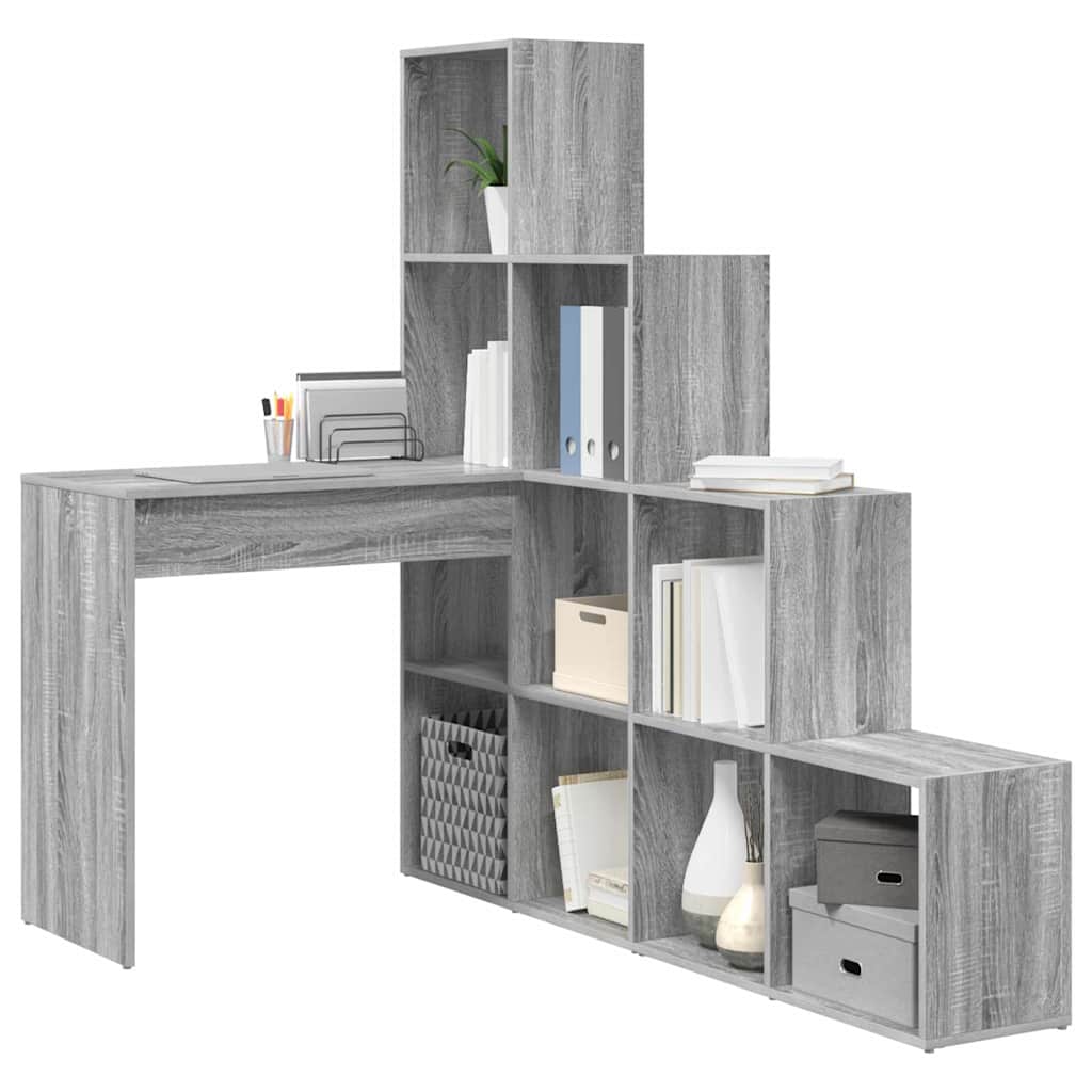 Kutni stol s policom Siva Sonoma 101,5 x 149,5 x 149,5 cm